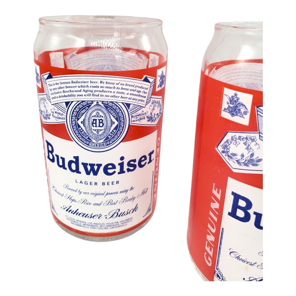 Vintage Budweiser 16oz. Can Glass Set of (2) - Picture 2 of 7